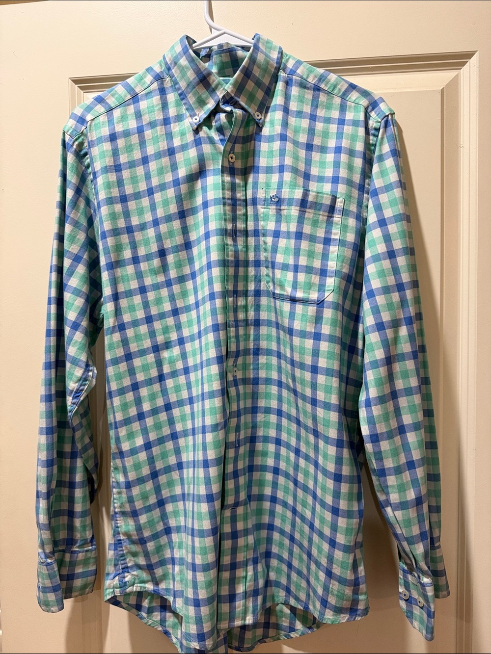 Southern Tide Blue and Green Plaid Button-Down Shirt